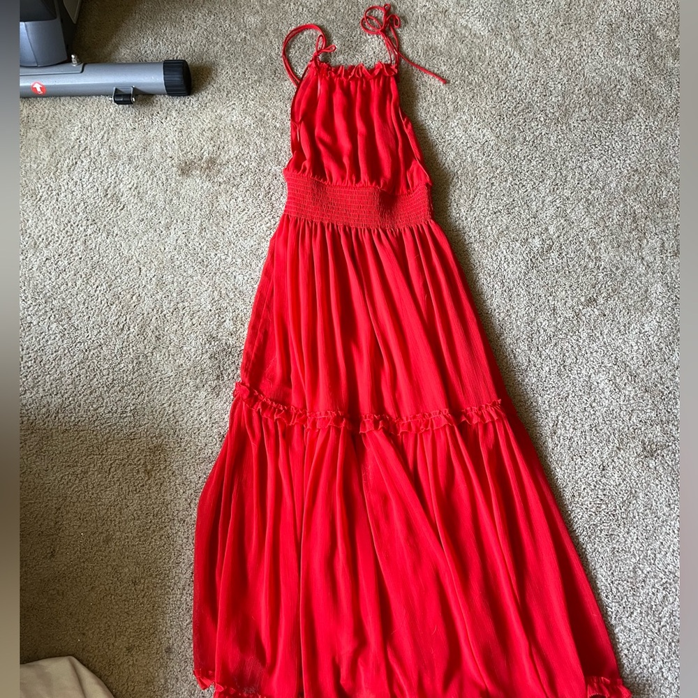 Banana Republic red halter maxi dress